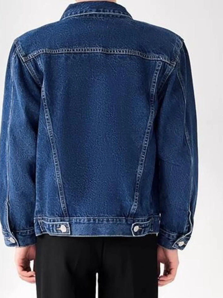 Men's Plus Size Button Up Long Sleeve Denim Jacket - Dark Blue - M - 07442b3a145d43239124342dcbba175d - Max - Origin - Tatoo Tee