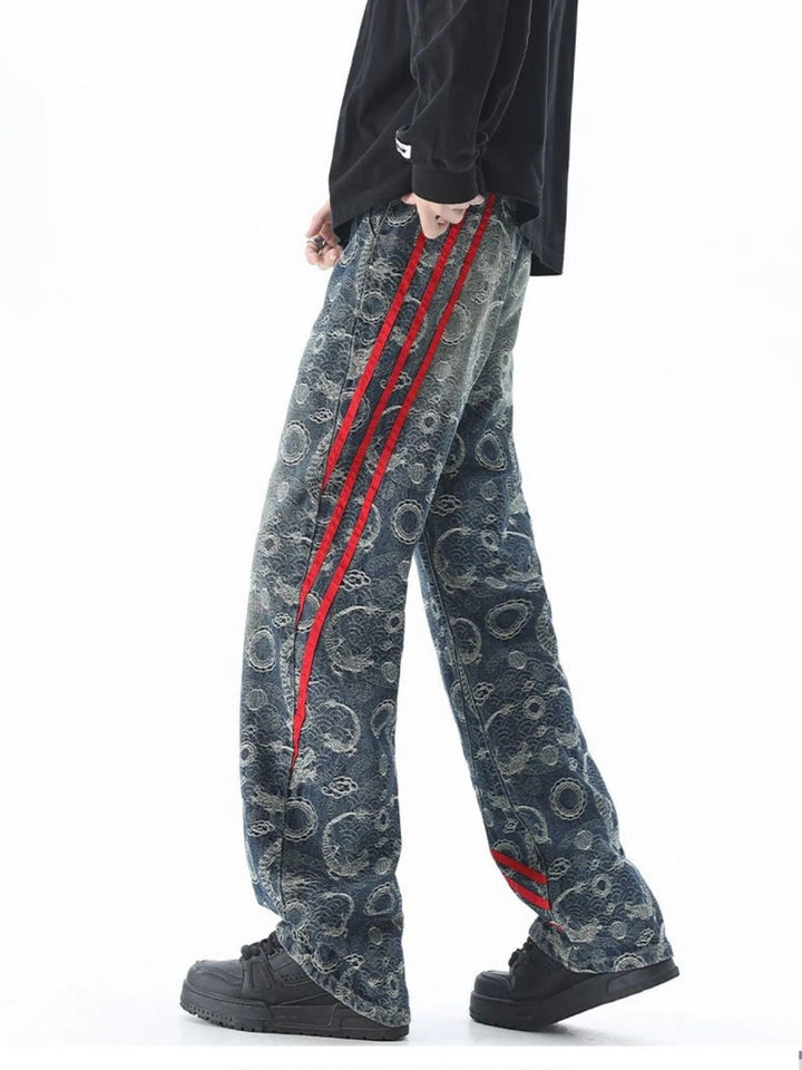 Men's Plus Size Contrast Striped Wide Leg Jeans - Dark Blue - M - f19f6952202344aab578a5375f856c32 - Max - Origin - Tatoo Tee