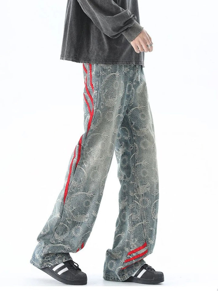 Men's Plus Size Contrast Striped Wide Leg Jeans - Dark Blue - M - b3c4b9fb51c34eedaa96dea3b5bae7ca - Max - Origin - Tatoo Tee