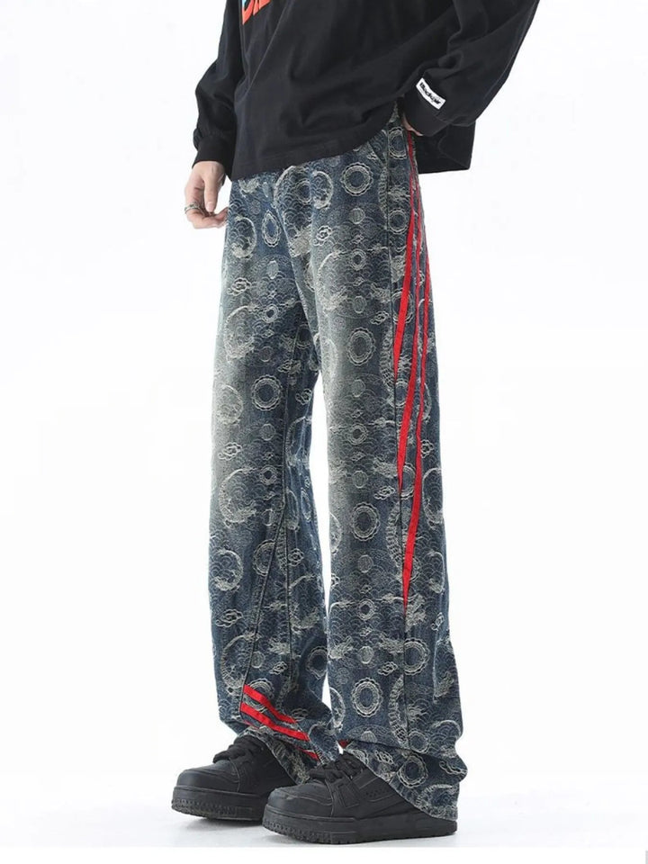 Men's Plus Size Contrast Striped Wide Leg Jeans - Dark Blue - M - b48101d080214094bb4121d6a661023b - Max - Origin - Tatoo Tee