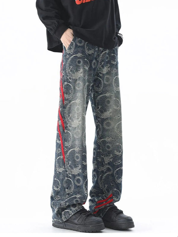 Men's Plus Size Contrast Striped Wide Leg Jeans - Dark Blue - M - 320320e678be47e29a23bd50a631e3ec - Max - Origin - Tatoo Tee