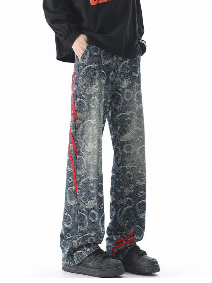 Men's Plus Size Contrast Striped Wide Leg Jeans - Dark Blue - M - 320320e678be47e29a23bd50a631e3ec - Max - Origin - Tatoo Tee