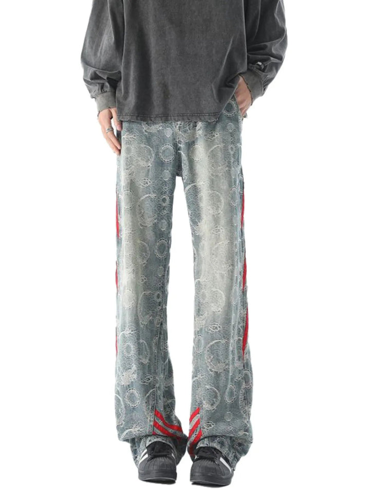 Men's Plus Size Contrast Striped Wide Leg Jeans - Retro Blue - M - ff0609e9873f4198924224f00258b2cf - Max - Origin - Tatoo Tee