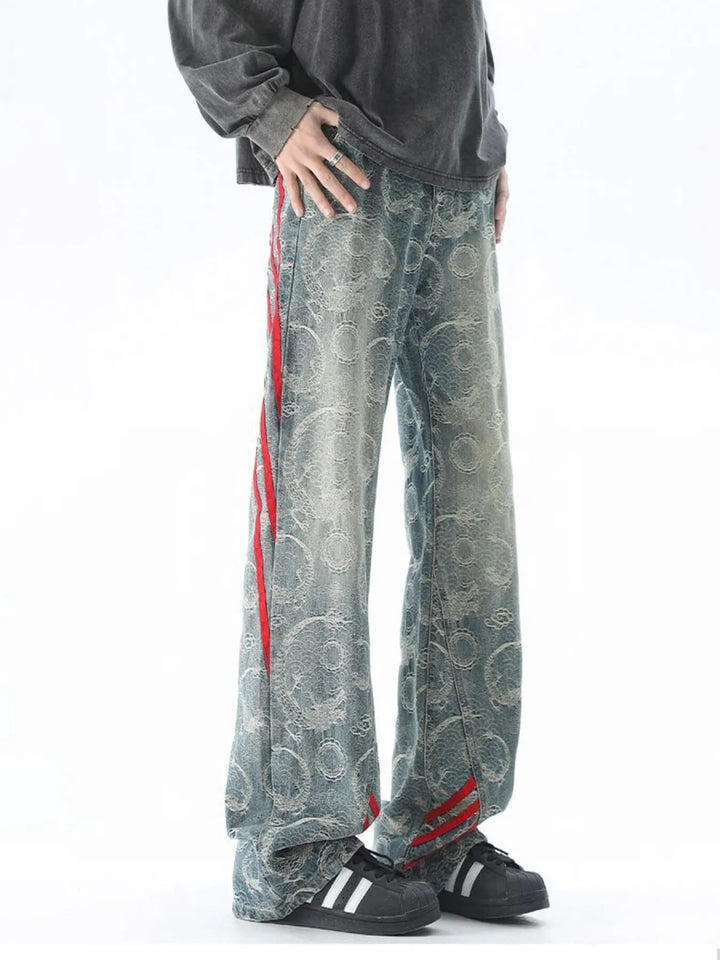 Men's Plus Size Contrast Striped Wide Leg Jeans - Retro Blue - M - c1fafefcbfcf4c7b8a6c2681da12103d - Max - Origin - Tatoo Tee