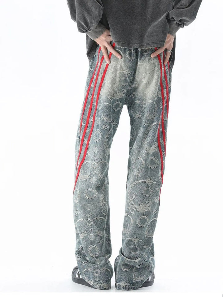 Men's Plus Size Contrast Striped Wide Leg Jeans - Retro Blue - M - 82bc52379d7d49509afe5d2246b4e843 - Max - Origin - Tatoo Tee