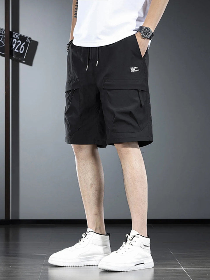 Men's Plus Size Drawstring Cargo Shorts - Black - L - 900d432e8df14120b6055400778b51ea - Max - Origin - Tatoo Tee