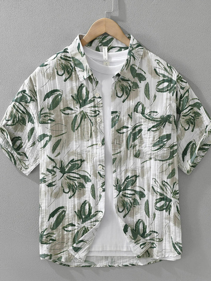 Men's Plus Size Printed Button - Up Casual Shirt - Green - M - ccfb5c169de0492eb40f48b3b80d5f62 - Max - Origin - Tatoo Tee