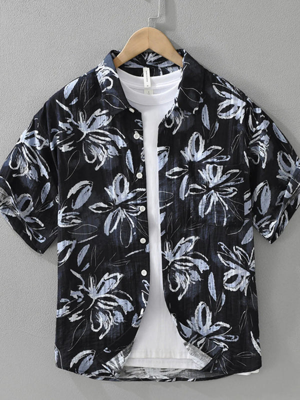 Men's Plus Size Printed Button - Up Casual Shirt - Grey - M - 7cc7972da72847e098d99e72717ba6f8 - Max - Origin - Tatoo Tee