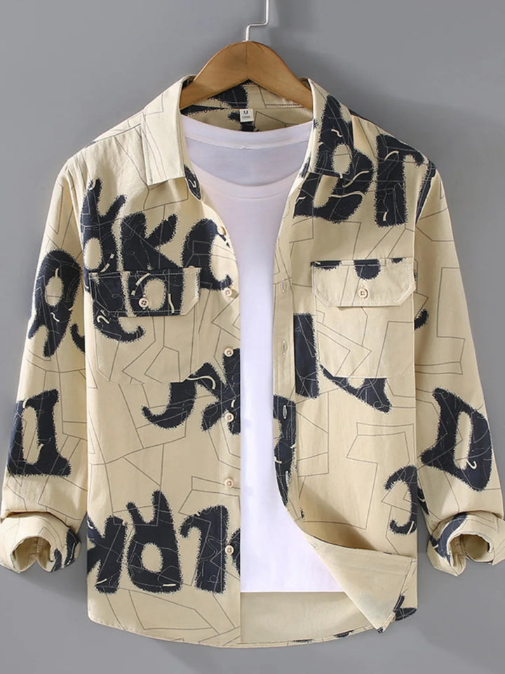 Men's Plus Size Printed Button Up Shirt - Apricot - M - 5d026088165b442f9990f30d606b1ad1 - Max - Origin - Tatoo Tee