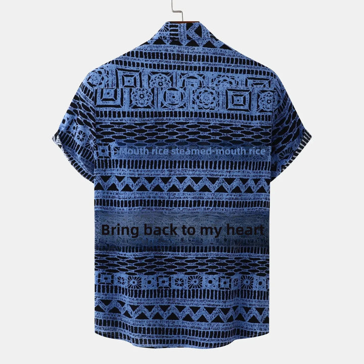 Men's Plus Size Printed Button Up Short Sleeve Shirt - Blue - M - 54e466f934284fe68ca3203c027cae21 - Max - Origin - Tatoo Tee