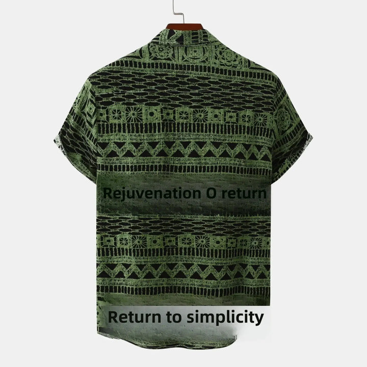 Men's Plus Size Printed Button Up Short Sleeve Shirt - Green - M - 874749befafd405a8939160f59203d96 - Max - Origin - Tatoo Tee