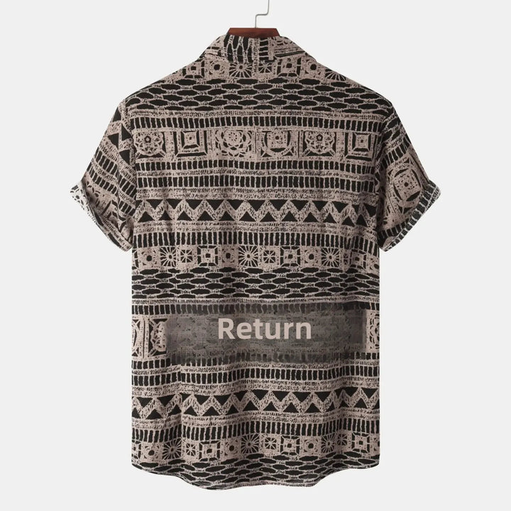 Men's Plus Size Printed Button Up Short Sleeve Shirt - Khaki - M - 7c2a402dfda7489782ea373f42e2726e - Max - Origin - Tatoo Tee