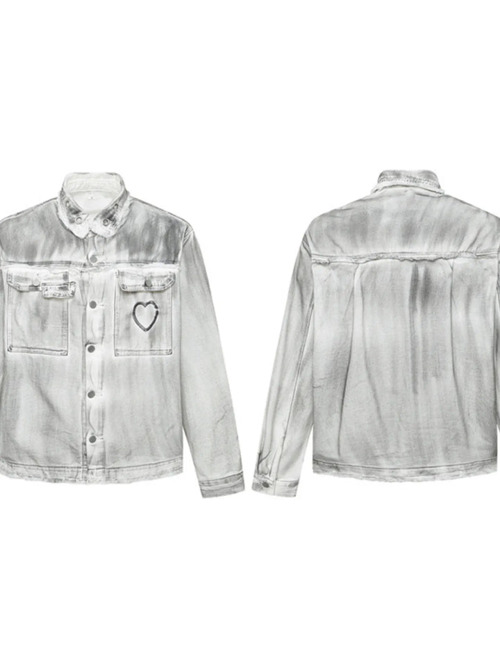 Men's Plus Size Wash Button Up Long Sleeve Denim Jacket - Dirty White - M - 110d971023214bee853d9f75af62aa59 - Max - Origin - Tatoo Tee