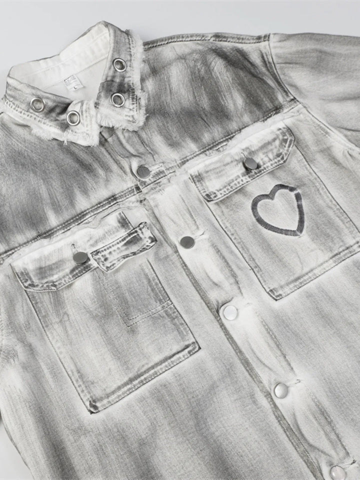 Men's Plus Size Wash Button Up Long Sleeve Denim Jacket - Dirty White - M - 6ff91bb952704b3e95e5e77810b70f0c - Max - Origin - Tatoo Tee