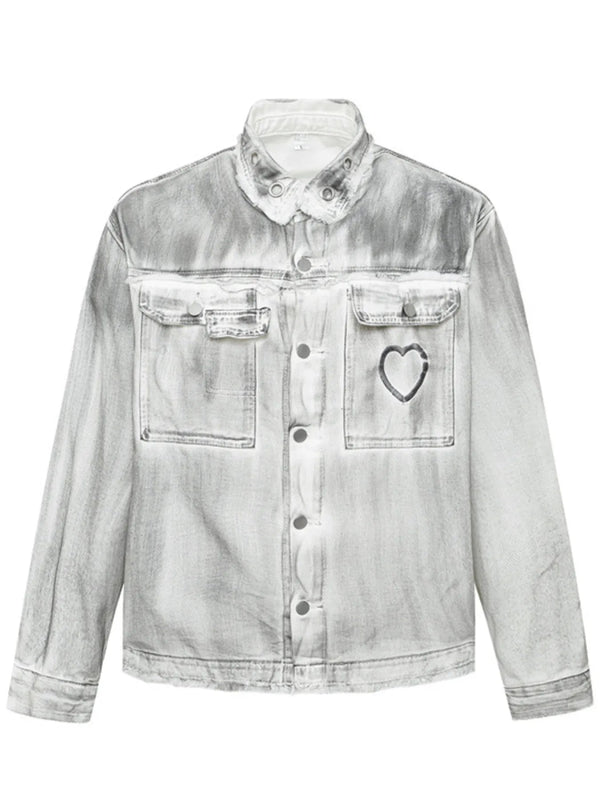 Men's Plus Size Wash Button Up Long Sleeve Denim Jacket - Dirty White - M - d6858d861da04e398953cbe3ebb6e983 - Max - Origin - Tatoo Tee