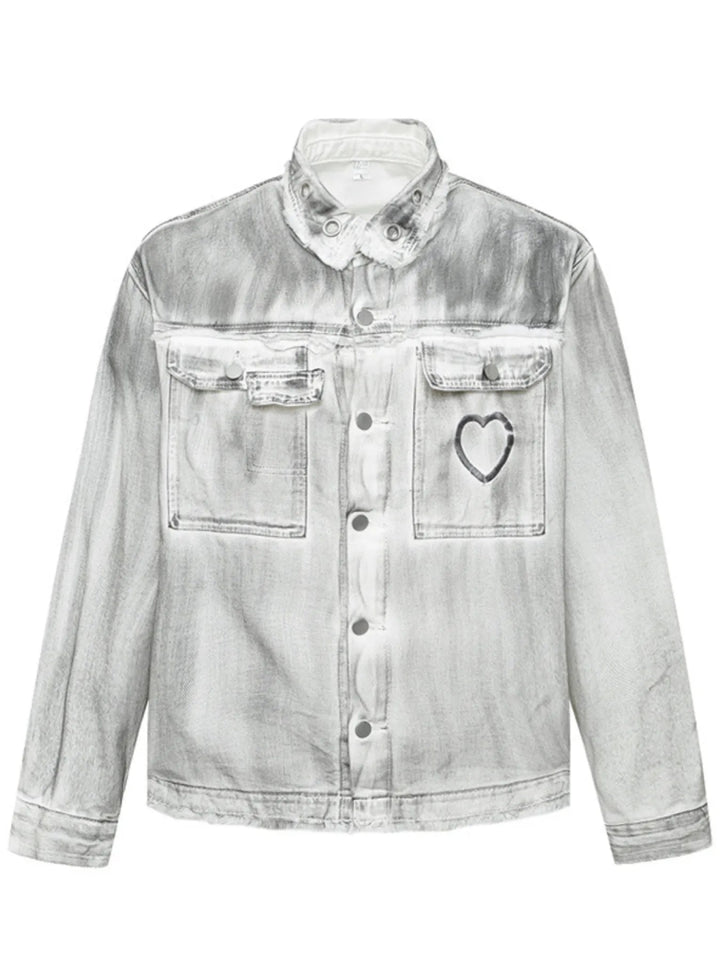 Men's Plus Size Wash Button Up Long Sleeve Denim Jacket - Dirty White - M - d6858d861da04e398953cbe3ebb6e983 - Max - Origin - Tatoo Tee