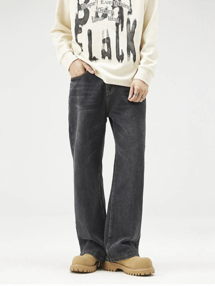 Men's Plus Size Wash Wide Leg Relaxed Fit Jeans - Black - M - 517bbc3ef13e424caf28ec92f01f40ff - Max - Origin - Tatoo Tee