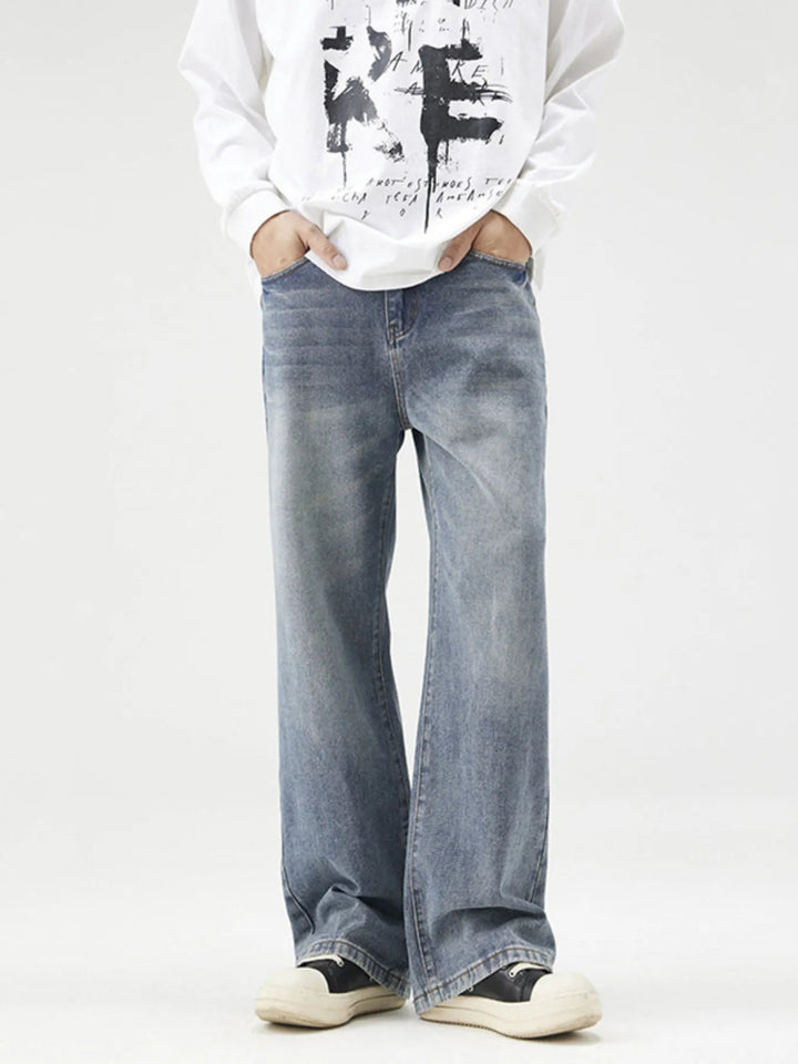 Men's Plus Size Wash Wide Leg Relaxed Fit Jeans - Blue - M - ae0fb4383b9844f4aa2a44b7557034fc - Max - Origin - Tatoo Tee