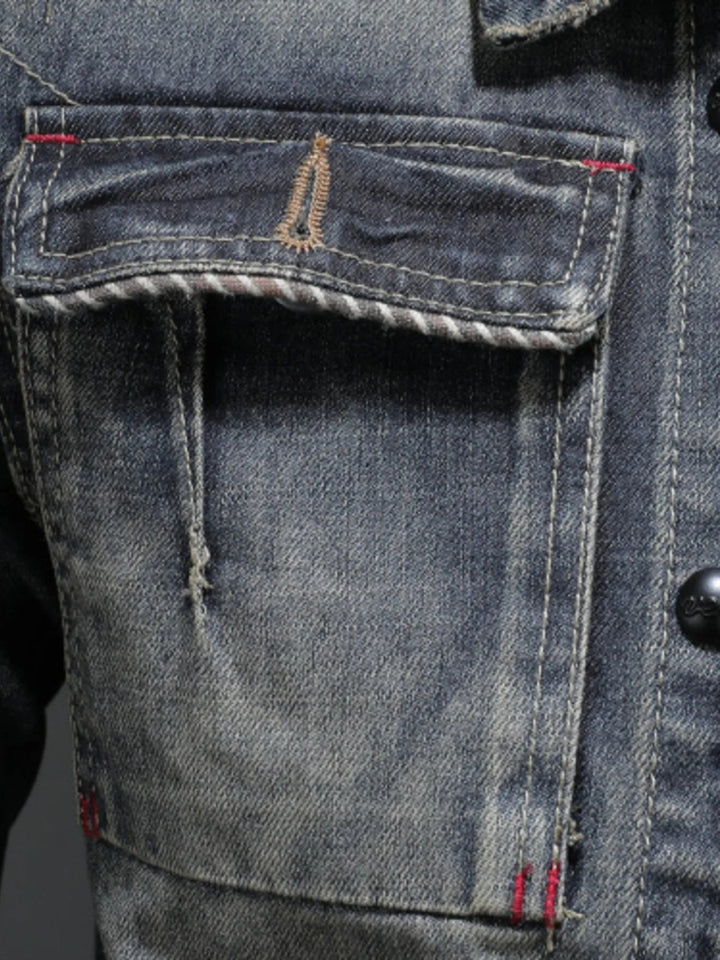 Men's Plus Size Washed Zip Up Denim Jacket with Chest Pockets - Blue - M - b2a4a055a5e744359d62439ea34e3ab2 - Max - Origin - Tatoo Tee