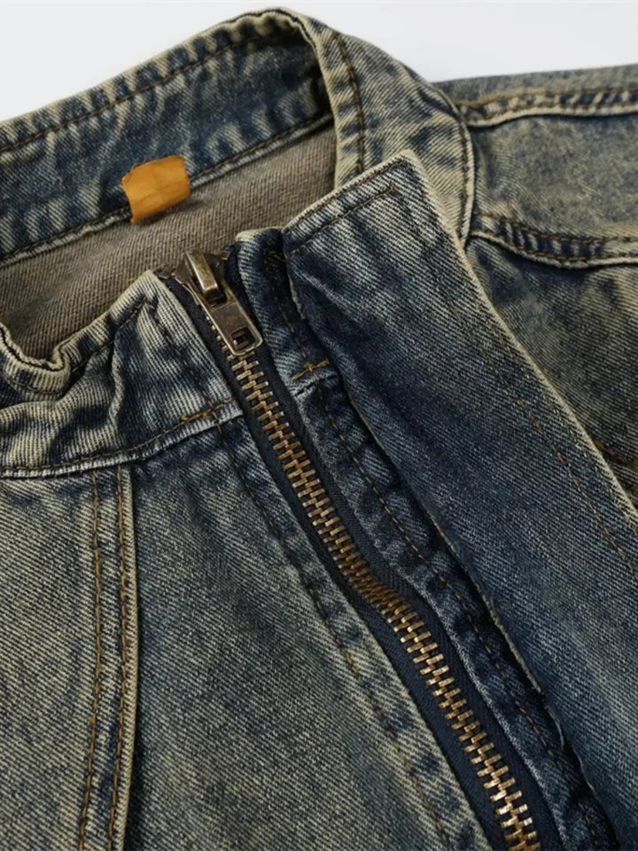 Men's Plus Size Zip Up Long Sleeve Denim Jacket - Blue - M - fc1f08b64acf42d79acac2182f670f9f - Max - Origin - Tatoo Tee