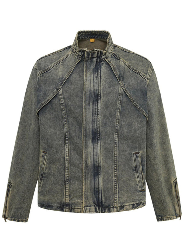 Men's Plus Size Zip Up Long Sleeve Denim Jacket - Blue - M - 0baeca3d6f424a8480143b94721c4a6d - Max - Origin - Tatoo Tee