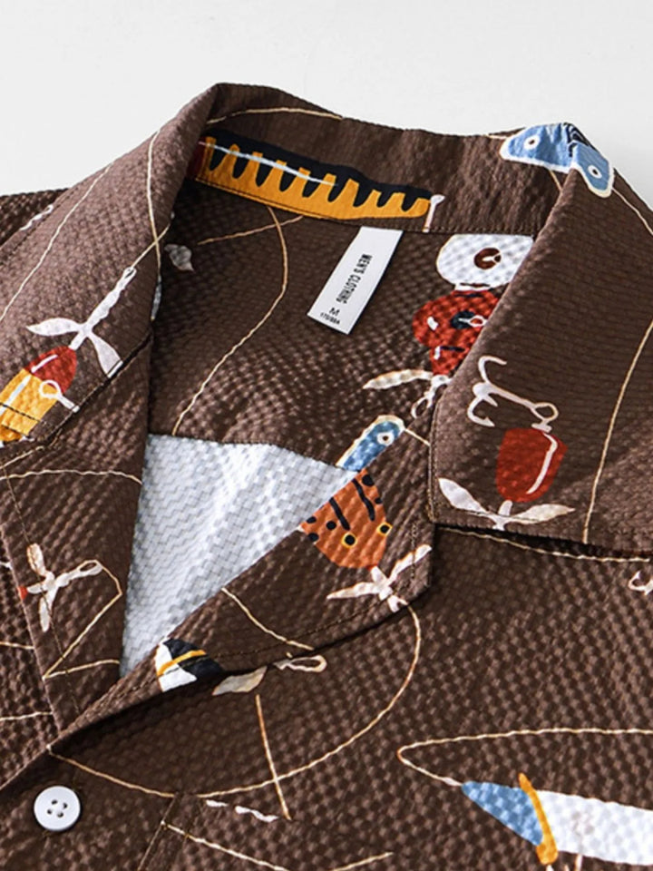 Men's Printed Button Up Short Sleeve Shirt - Coffee - M - f1dfb02b - 88d6 - 4873 - bfc0 - 89d828c5b6d1 - Max - Origin - Tatoo Tee