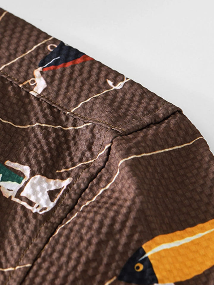 Men's Printed Button Up Short Sleeve Shirt - Coffee - M - d2915cc3 - e7dc - 438c - b9e2 - 7f6d2501a07d - Max - Origin - Tatoo Tee