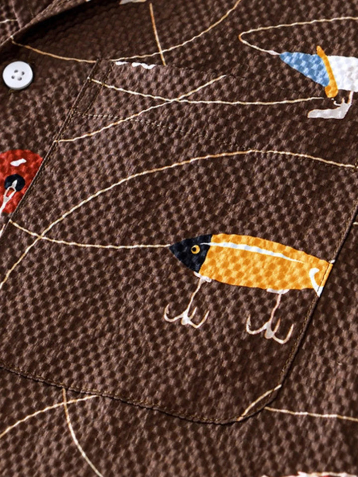 Men's Printed Button Up Short Sleeve Shirt - Coffee - M - 511af1b7 - 8d6c - 4cff - 9cdd - 19e48a246d37 - Max - Origin - Tatoo Tee