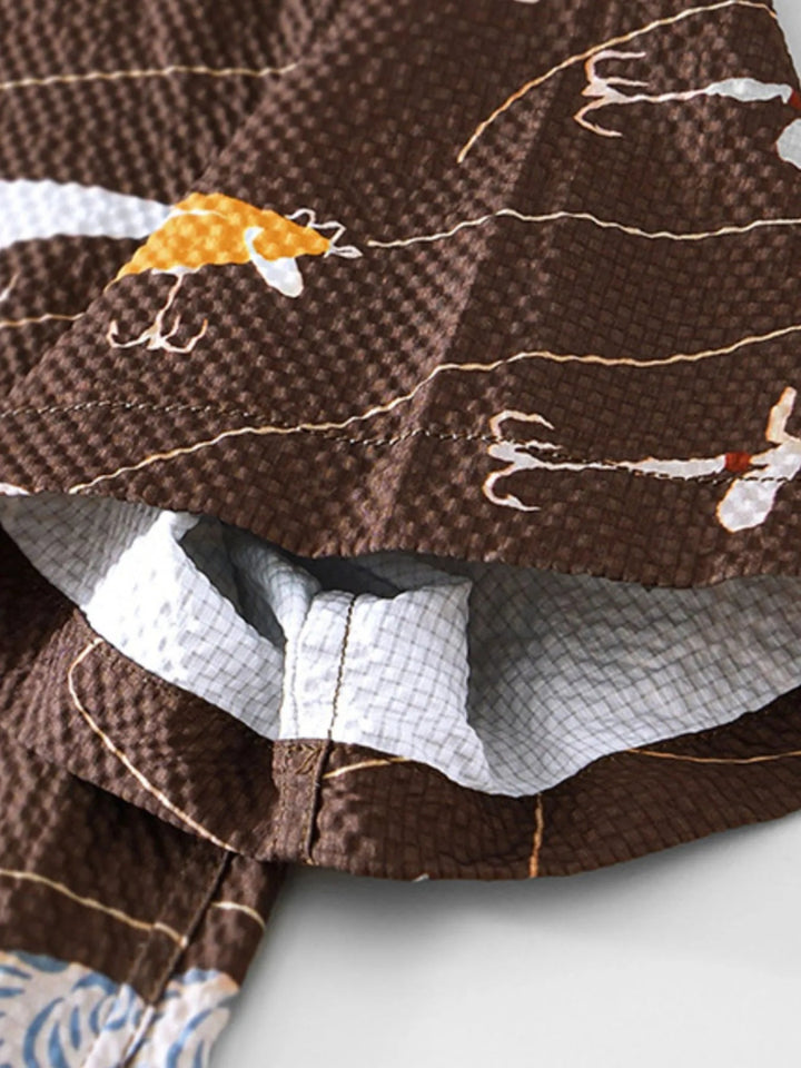 Men's Printed Button Up Short Sleeve Shirt - Coffee - M - a2a0e888 - fa4e - 45c9 - 92ce - 7dd41bb4fe79 - Max - Origin - Tatoo Tee