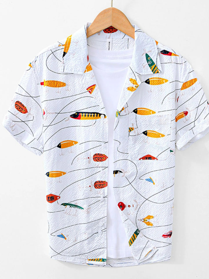 Men's Printed Button Up Short Sleeve Shirt - White - M - badb48a7 - 5250 - 4bf9 - b2d3 - 1c50e555d85a - Max - Origin - Tatoo Tee