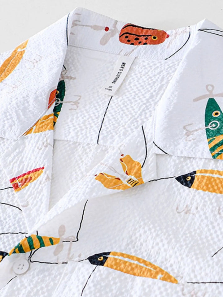 Men's Printed Button Up Short Sleeve Shirt - White - M - a0a880bf - fd17 - 46f4 - bf47 - 52efe2a82943 - Max - Origin - Tatoo Tee