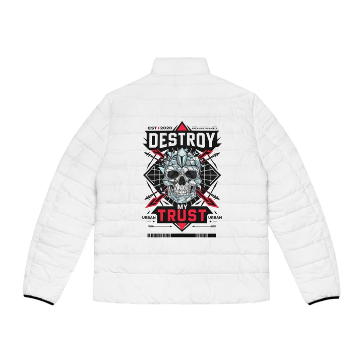Men's Puffer Jacket - Urban Skull Design - Trust Your Style - S - Black zipper - Men's Puffer Jacket - Urban Skull Design - Trust Your Style - Tatoo Tee