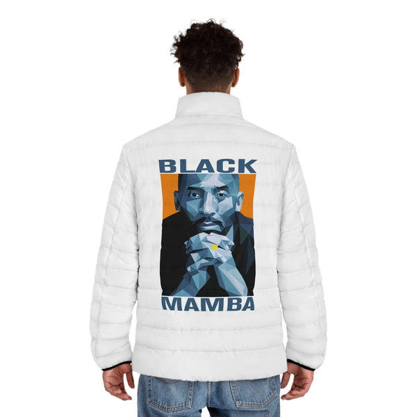 Men's Puffer Jacket with Black Mamba Graphic | Stylish Winter Outerwear - S - Black zipper - Men's Puffer Jacket with Black Mamba Graphic | Stylish Winter Outerwear - Tatoo Tee