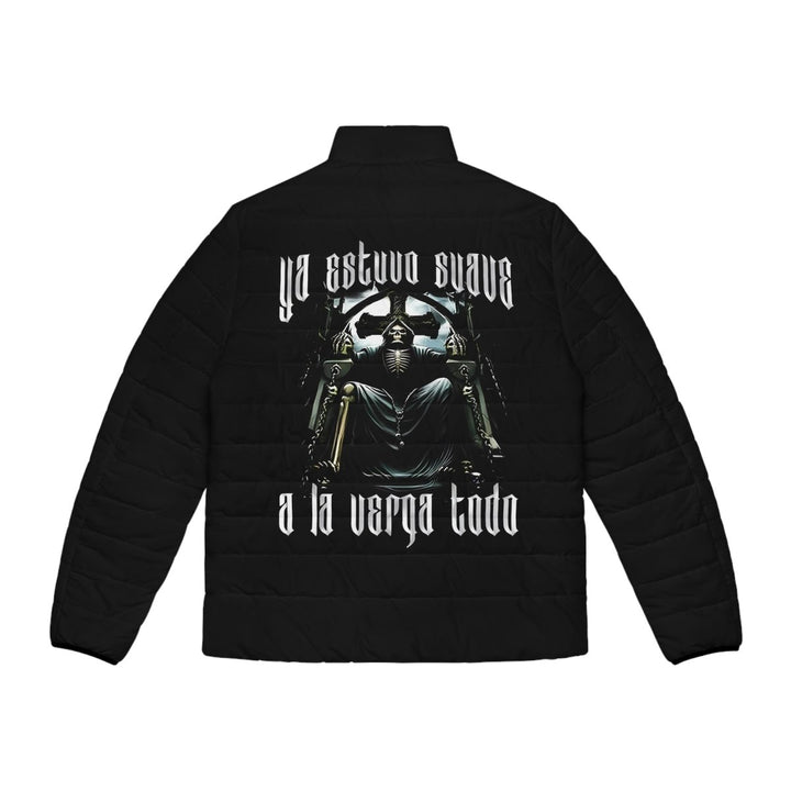 Men's Puffer Jacket with Edgy Graphic Design - Perfect for Casual Wear and Street Style - S - Black zipper - Men's Puffer Jacket with Edgy Graphic Design - Perfect for Casual Wear and Street Style - Tatoo Tee