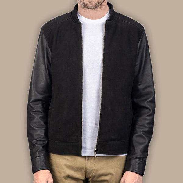 Mens Jet Black Bomber Jacket