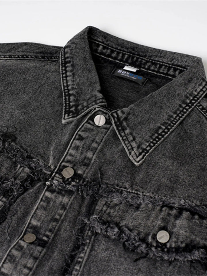 Men's Raw Hem Button Up Sleeveless Denim Jacket - Black - M - 7cf44557ec3c4628a261c2ae9f1286c2 - Max - Origin - Tatoo Tee