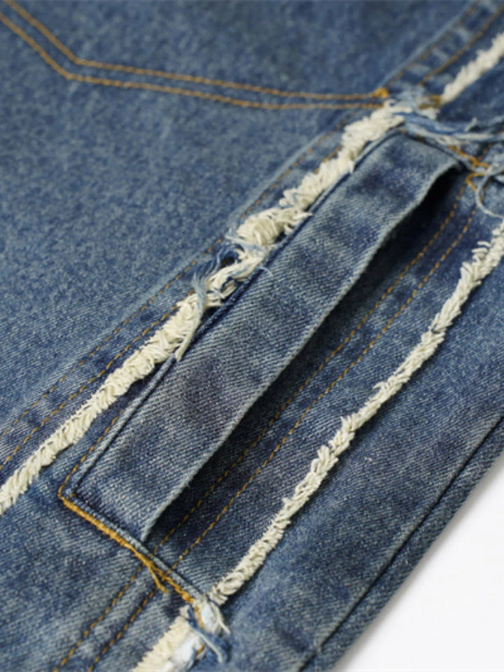 Men's Raw Hem Button Up Sleeveless Denim Jacket - Blue - M - 7aa2457200cf4fa38f868f323e561275 - Max - Origin - Tatoo Tee