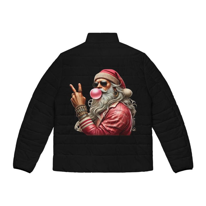 Men's Santa Puffer Jacket - Festive Holiday Style with Fun Bubblegum Graphic - S - Black zipper - Men's Santa Puffer Jacket - Festive Holiday Style with Fun Bubblegum Graphic - Tatoo Tee
