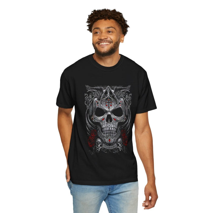Men's Skull Graphic T-Shirt, Edgy Unisex Tee, Gothic Apparel, Perfect for Rock Concerts, Halloween & Casual Outfits - Black - S - Men's Skull Graphic T-Shirt, Edgy Unisex Tee, Gothic Apparel, Perfect for Rock Concerts, Halloween & Casual Outfits - Tatoo Tee
