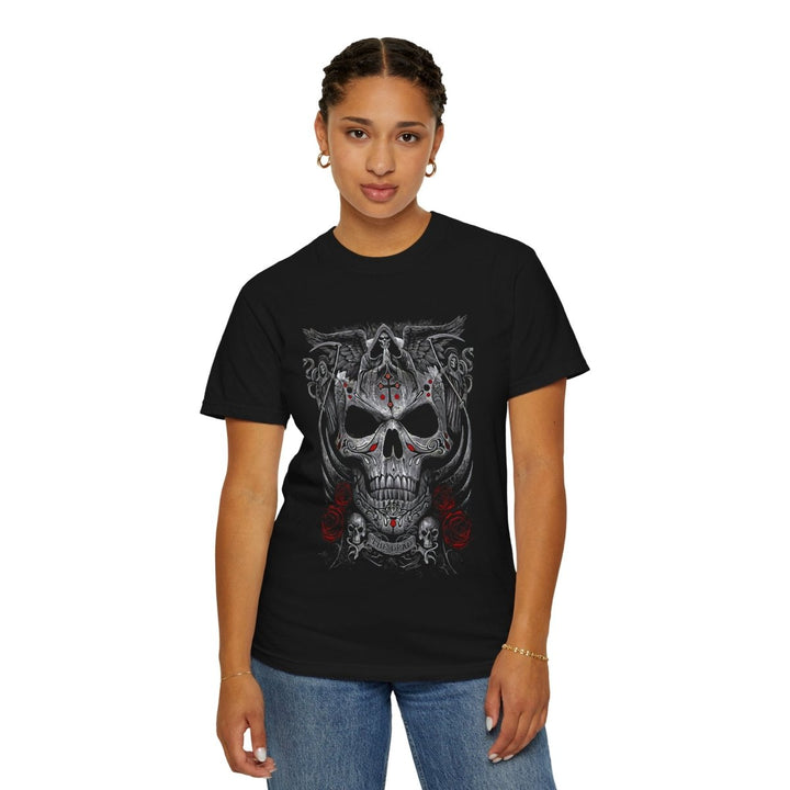 Men's Skull Graphic T-Shirt, Edgy Unisex Tee, Gothic Apparel, Perfect for Rock Concerts, Halloween & Casual Outfits - Black - S - Men's Skull Graphic T-Shirt, Edgy Unisex Tee, Gothic Apparel, Perfect for Rock Concerts, Halloween & Casual Outfits - Tatoo Tee