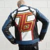 Mens Soldier 76 Blue Leather Jacket - XS - Real Leather - Mens Soldier 76 Blue Leather Jacket - Tatoo Tee
