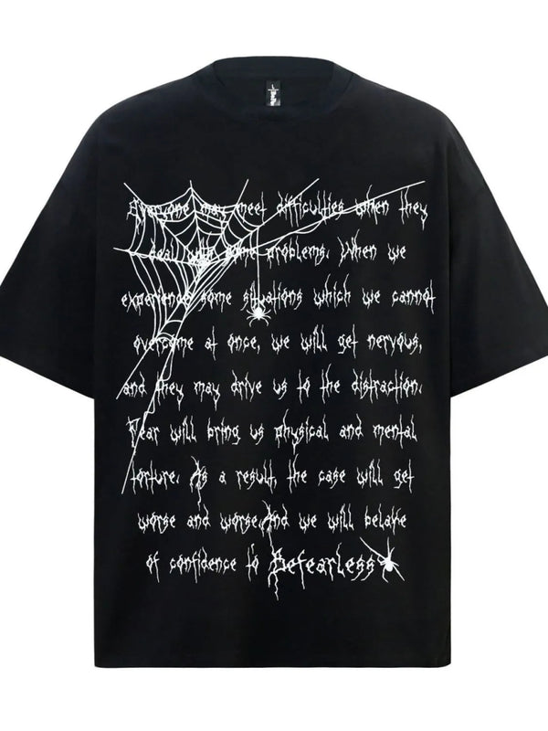 Men's Spider Web Letter Print Oversized T-Shirt - Black - S - 8eeb4e5d - 1e80 - 4526 - 885c - 92d4ebd4aa87 - Max - Origin - Tatoo Tee