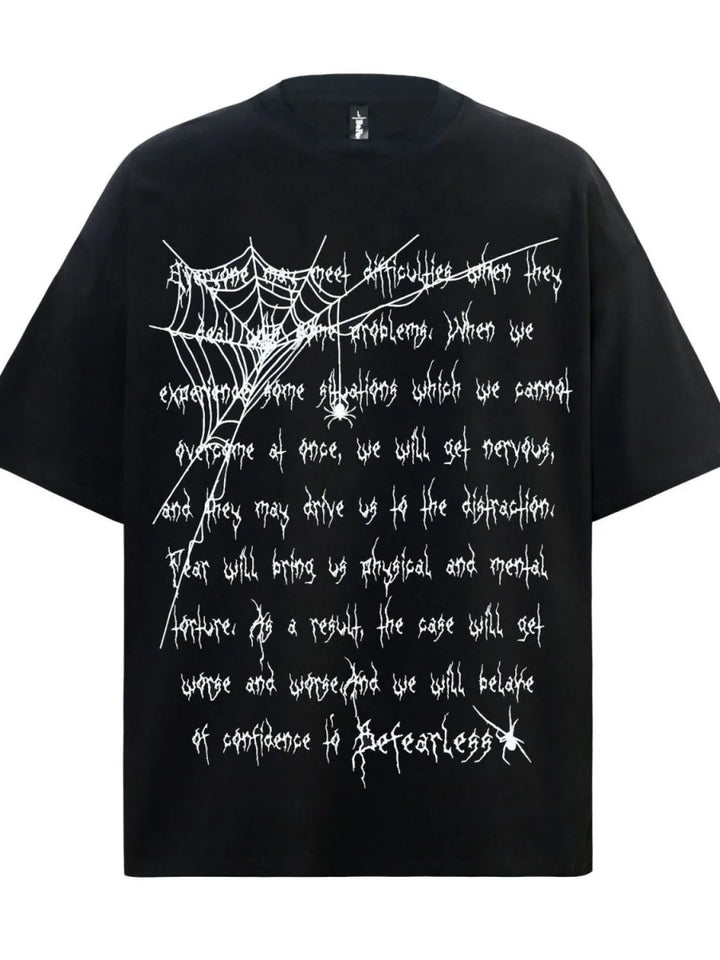 Men's Spider Web Letter Print Oversized T-Shirt - Black - S - 8eeb4e5d - 1e80 - 4526 - 885c - 92d4ebd4aa87 - Max - Origin - Tatoo Tee