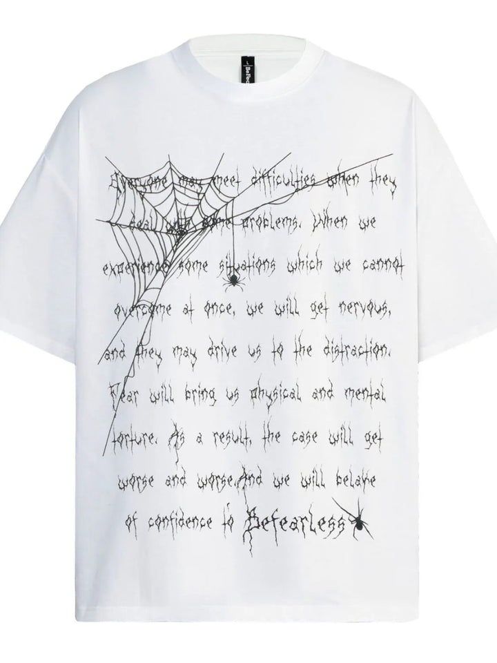 Men's Spider Web Letter Print Oversized T-Shirt - White - S - e6527846 - 204f - 4ef5 - aea0 - f87cbad2e80d - Max - Origin - Tatoo Tee