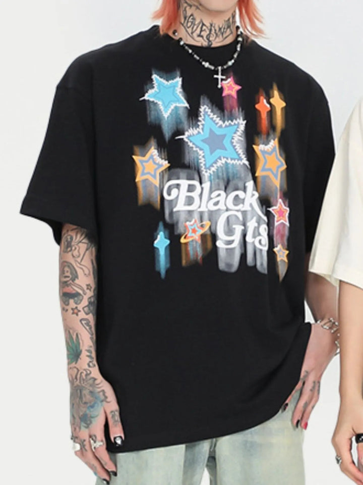 Men's Star Round Neck Oversized T-Shirt - Black - S - a7bfaa39492e46039ebdde333f0c80b0 - Max - Origin - Tatoo Tee