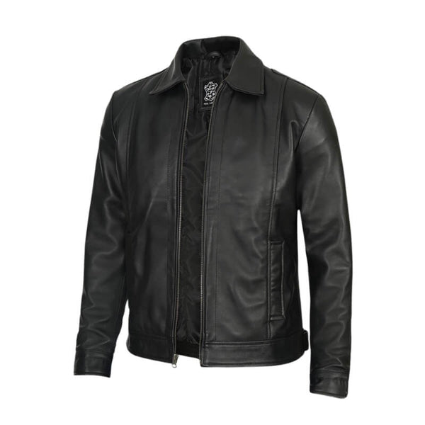 Men's Vintage Black Harrington Leather Jacket