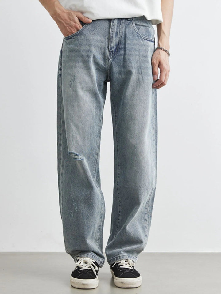 Men's Washed Wide Leg Distressed Jeans - Blue - 28 - bdb986eb - 4be5 - 43e4 - b4d1 - 5cae76ca3ee5 - Max - Origin - Tatoo Tee