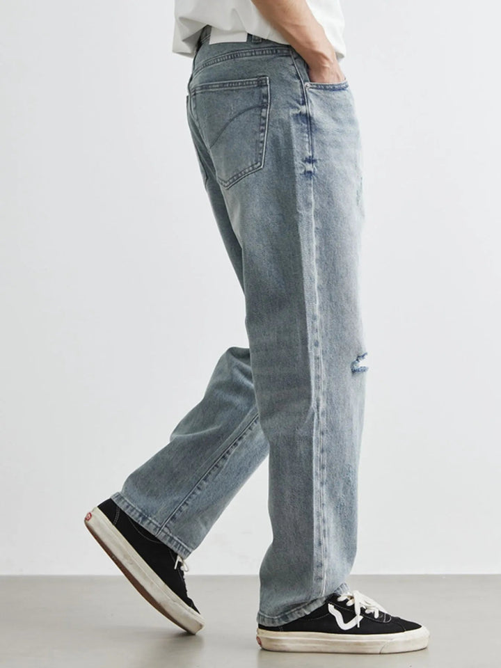 Men's Washed Wide Leg Distressed Jeans - Blue - 28 - a55d1823 - 91ca - 4746 - a824 - ff8acb5f2455 - Max - Origin - Tatoo Tee