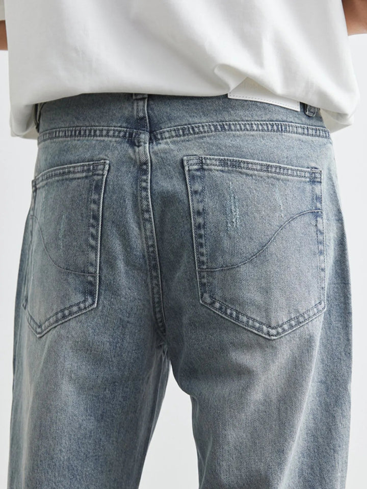 Men's Washed Wide Leg Distressed Jeans - Blue - 28 - 67831533 - 467d - 44b8 - 8fa7 - 91b7cf135664 - Max - Origin - Tatoo Tee