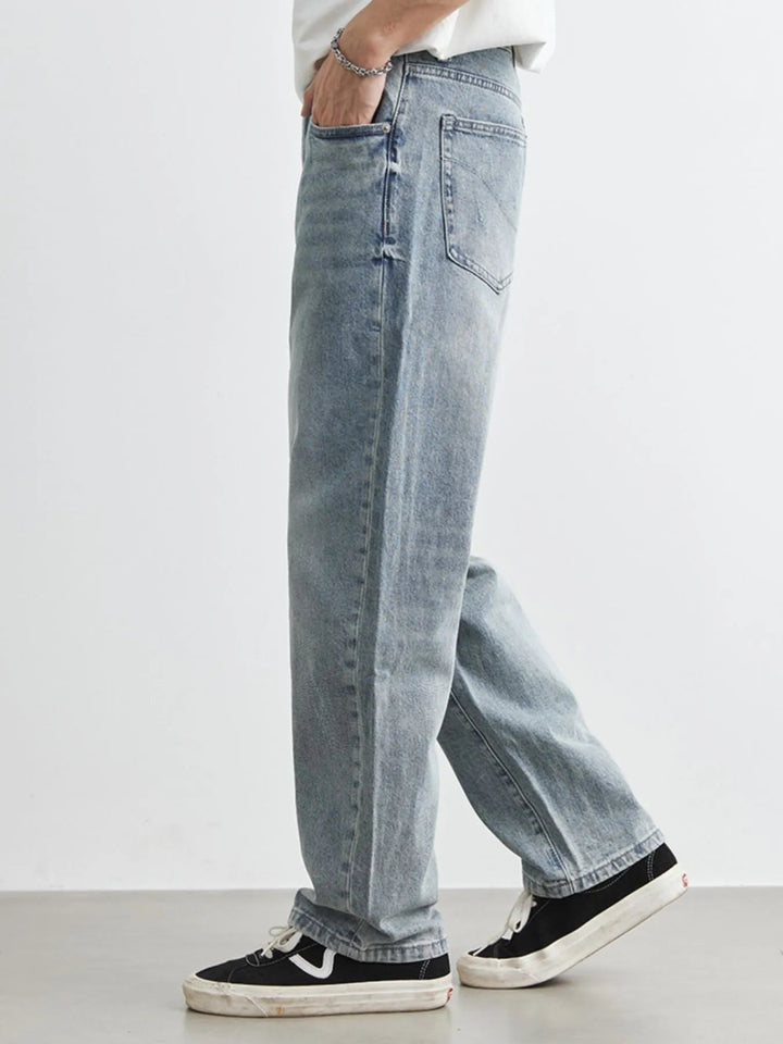 Men's Washed Wide Leg Distressed Jeans - Blue - 28 - 6d28d3f2 - 9358 - 4726 - a568 - 7d877dc09df2 - Max - Origin - Tatoo Tee